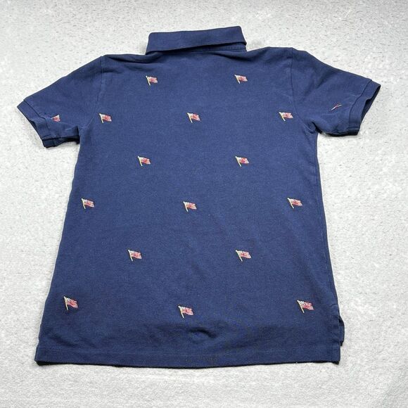 Ralph Lauren Shirt Boys Size Medium Blue Embroidered USA Flag Allover Print - Picture 8 of 11